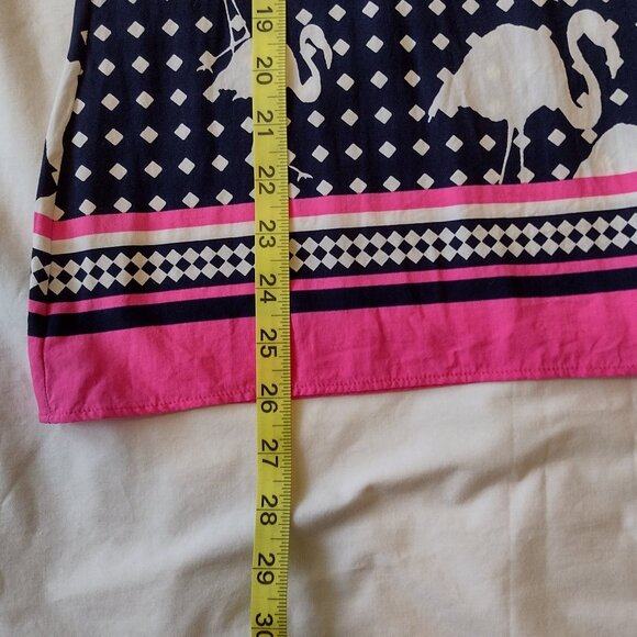 Crown & Ivy Summer Sleeveless Top, Small Blue & White Flamingos Pattern - Picture 10 of 11